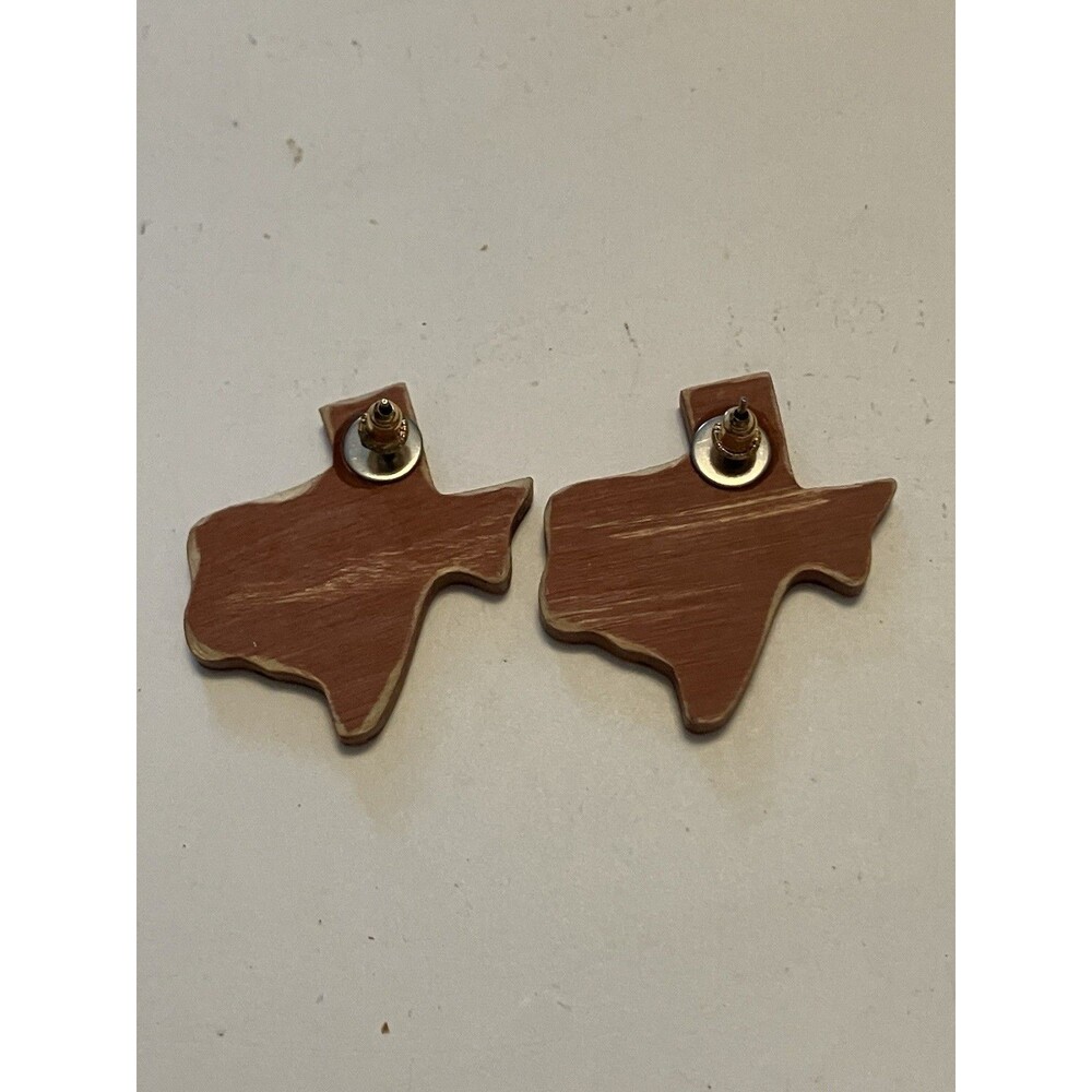 Texas Earrings Hand painted Wood Bluebells State Stud 1.25x1” - Picture 2 of 4